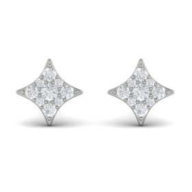 White Gold Estrella Collection Diamond Cluster Star Stud Earrings