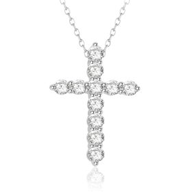 Diamond Cross Necklace with Cable Link Chain